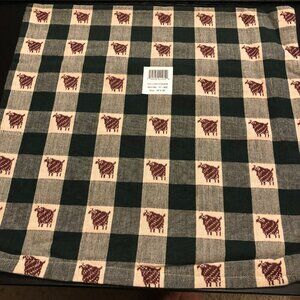 Pillow Covers 16"x16" Sheep Pattern Green & Beige Set of 2 Farmhouse Style Buffa